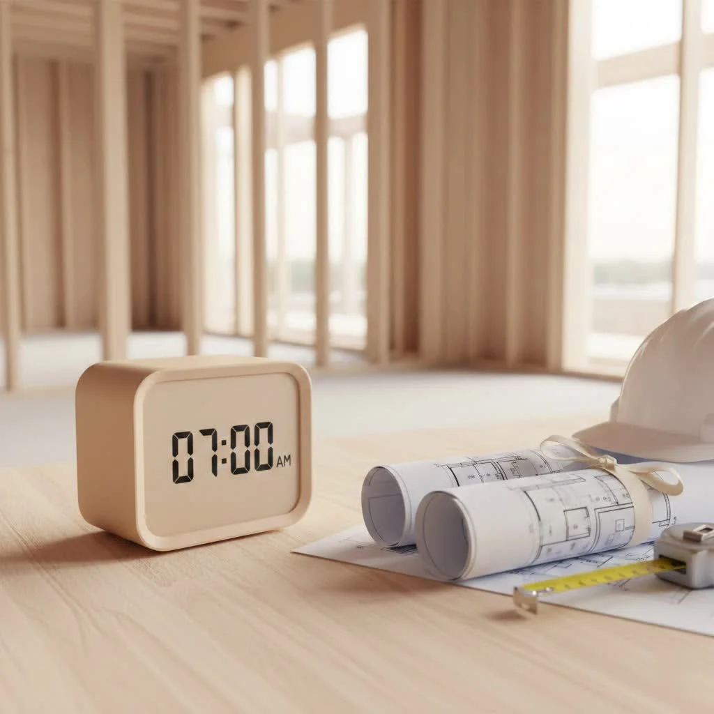 Natural light alarm clock on a bedside table