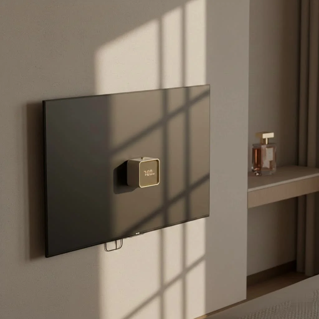 Sunrise alarm clock gently illuminates a bedroom
