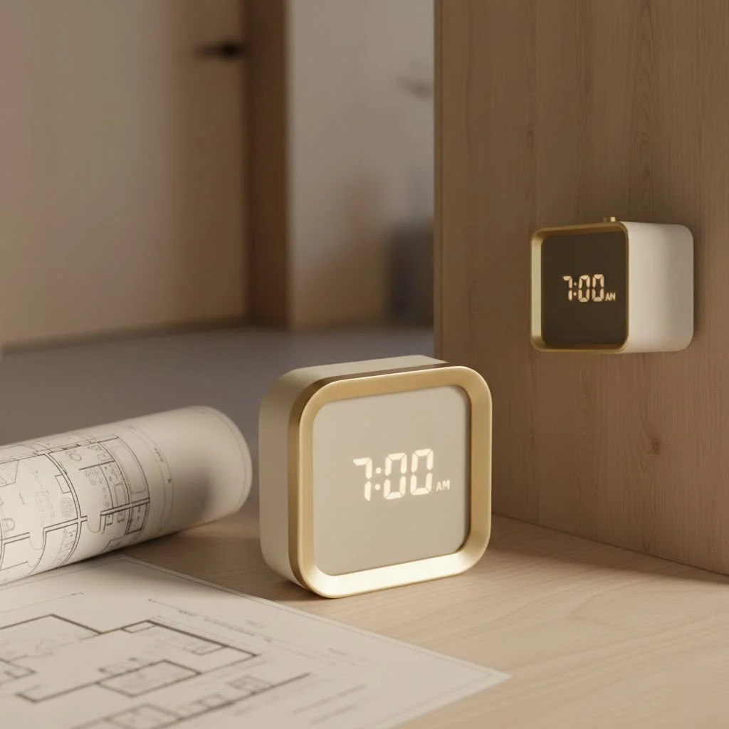 Specialized alarm clock with vibrating bed shaker and flashing lights